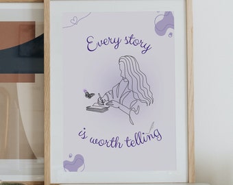 Cartel de inspiración del escritor, cartel del escritor, arte de la inspiración de la escritura, impresión digital del escritor, cartel del libro, impresión digital del libro, arte del escritor