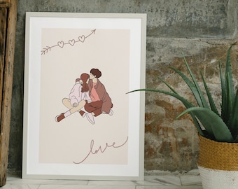 Couple Poster | Digital Print | Couple in Love | Wall Decor | Wall art