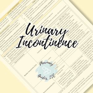 Urinary Incontinence Pharmacy Study Guide for NAPLEX/Pharmacy School Exams