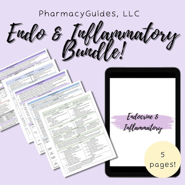 Pharmacy Study Guide Endocrine and Inflammatory Bundle | Diabetes, Thyroid, Steroids, Arthritis, and Gout Pharmacology and Pharmacotherapy