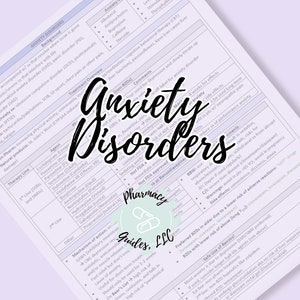 Anxiety Pharmacy Study Guide | NAPLEX | Pharmacy School Notes