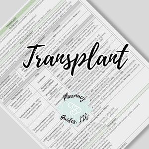 Transplant Pharmacy Study Guide | NAPLEX | Pharmacy School Notes