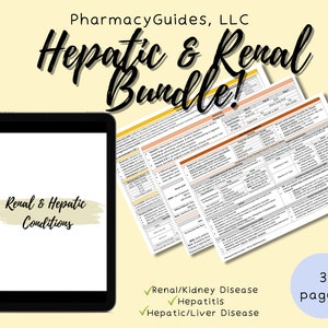Kidney & Liver Pharmacology Bundle | NAPLEX | Pharmacy Student Study Guide | Cheat Sheet