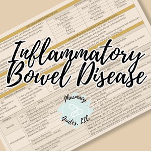 May include: A close-up of a medical chart with the title "Inflammatory Bowel Disease" in large, bold, red letters. The chart lists the symptoms, causes, treatments, and medications for inflammatory bowel disease.