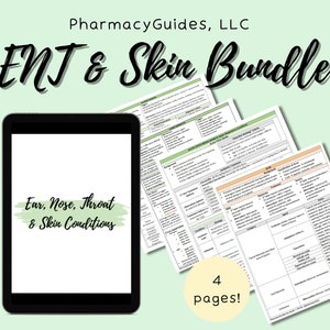 Ear Nose Throat & Skin Study Guide Bundle for NAPLEX | Pharmacy Study Guides | Cheat Sheets