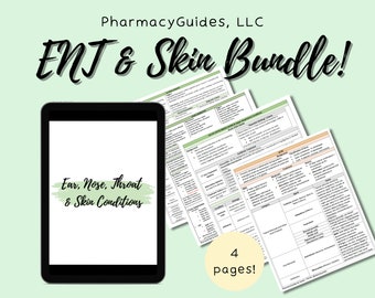 Ear Nose Throat & Skin Study Guide Bundle for NAPLEX 2023 | Pharmacy Study Guides | Cheat Sheets