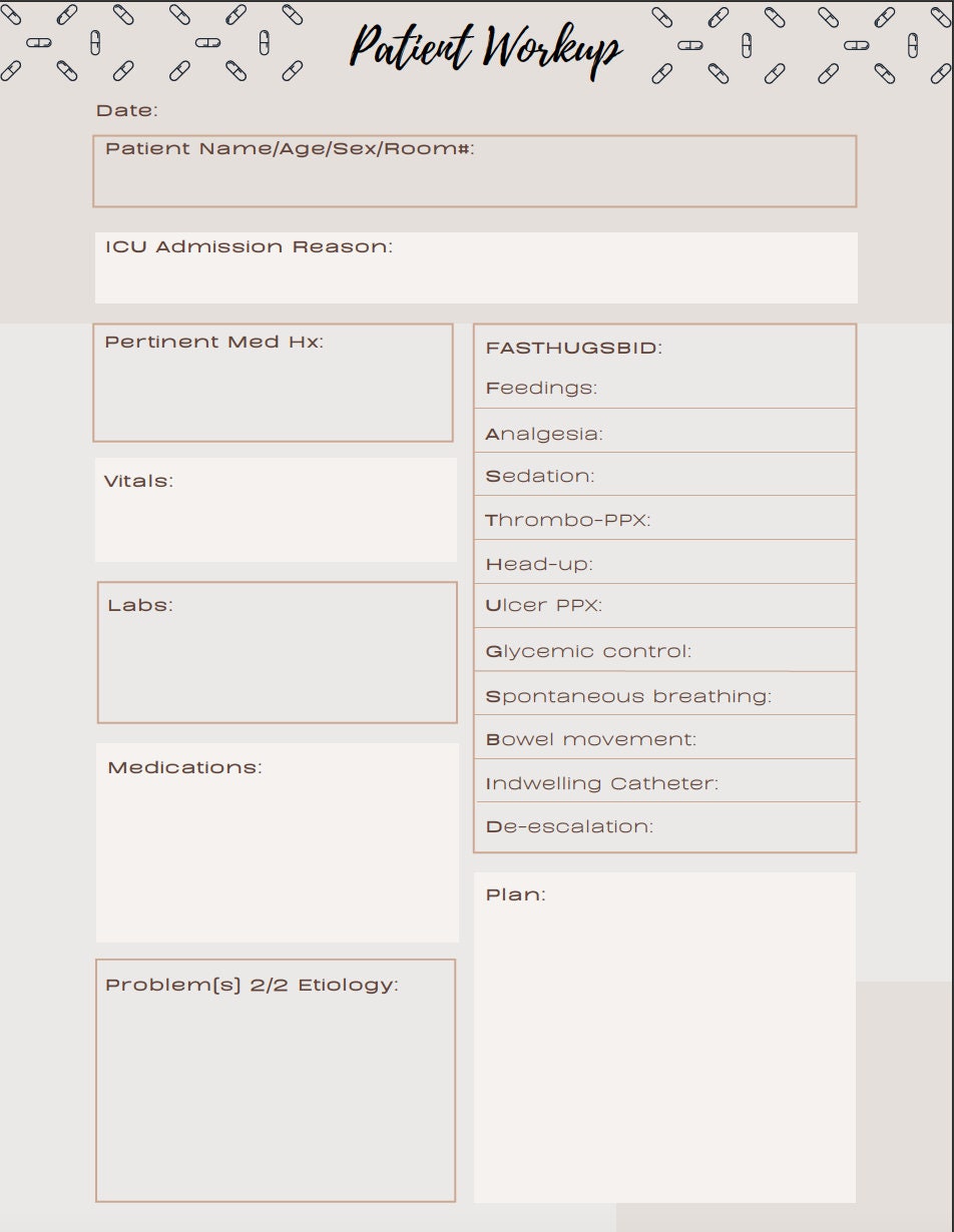 Comprehensive ICU Rounding Digital Notebook for Healthcare ...