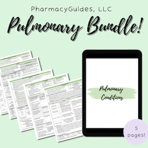Pulmonary Disorders Pharmacy Study Guide Bundle NAPLEX | Pharmacology Cheat Sheets | Asthma, COPD, Cystic Fibrosis, and more!