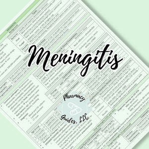 May include: A close-up of a medical chart with the word "Meningitis" in large, bold, black letters. The chart includes information about the different types of meningitis, their causes, symptoms, and treatment.