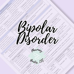 Bipolar Disorder Pharmacy Study Guide | NAPLEX | Pharmacy School Notes