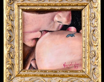 Lesbian-Themed Miniature Original Oil Painting &quot;A2&quot;