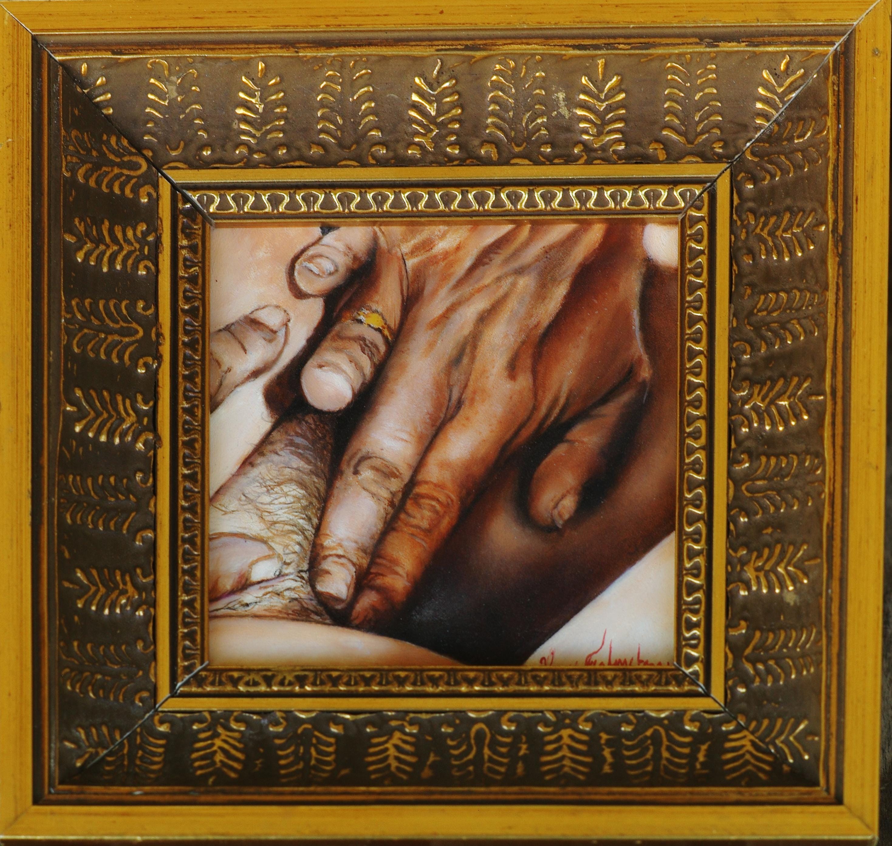 Tiny Temptation Lesbian-Themed Miniature Original Oil Painting "A11"