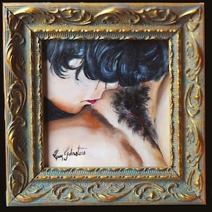 Lesbian-Themed Miniature Original Oil Painting &quot;A18