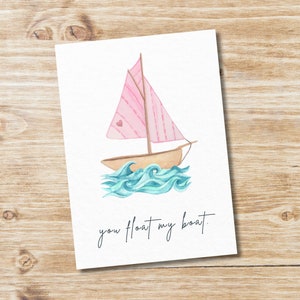 Je drijft mijn boot, afdrukbare wenskaart, zeilbootkaart | Direct downloaden, zeilen, zeilboot, romantisch, eenvoudig, schattig, jubileumkaart