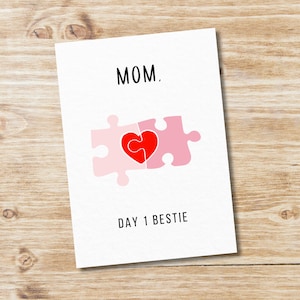 Día 1 Bestie, Tarjeta de felicitación imprimible, Lindo y divertido / Descarga instantánea, Juego de palabras, Día de la Madre, Tarjeta del Día de la Madre, Simple, Último minuto