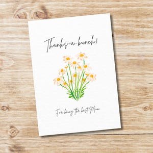 Heel erg bedankt dat je een geweldige moeder bent, afdrukbare wenskaart, schattig| Direct downloaden, Fijne Moederdag, Moederdagkaart, Eenvoudig, bloemen
