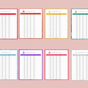 Printable Caregiver Log, Caregiver Tracker, Caregiver Task List, Caregiver Tracker Sheet, Caregiver Form.