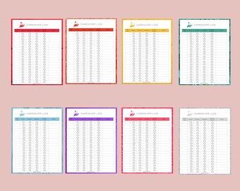 Printable Caregiver Log, Caregiver Tracker, Caregiver Task List, Caregiver Tracker Sheet, Caregiver Form.