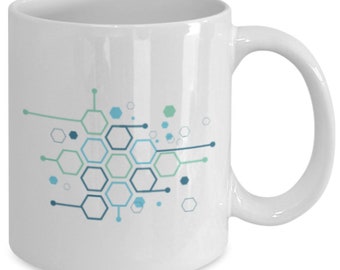 Blue green abstract art mug