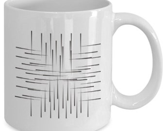 Black abstract lines mug