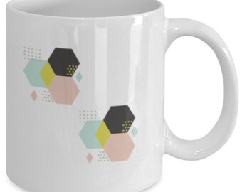 Double abstract hexagon mug