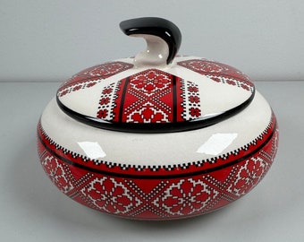 Vintage Ukrainian Lidded ceramics Casserole. Larger sized. Lovely display piece. In good condition for the age. This set has crazing.