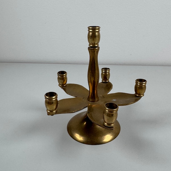 Vintage Solid Brass 6 Candles Holder Candelabra Style. Slender Candles or Ring Holder. Functional Décor. Add to your collection Unique Shape