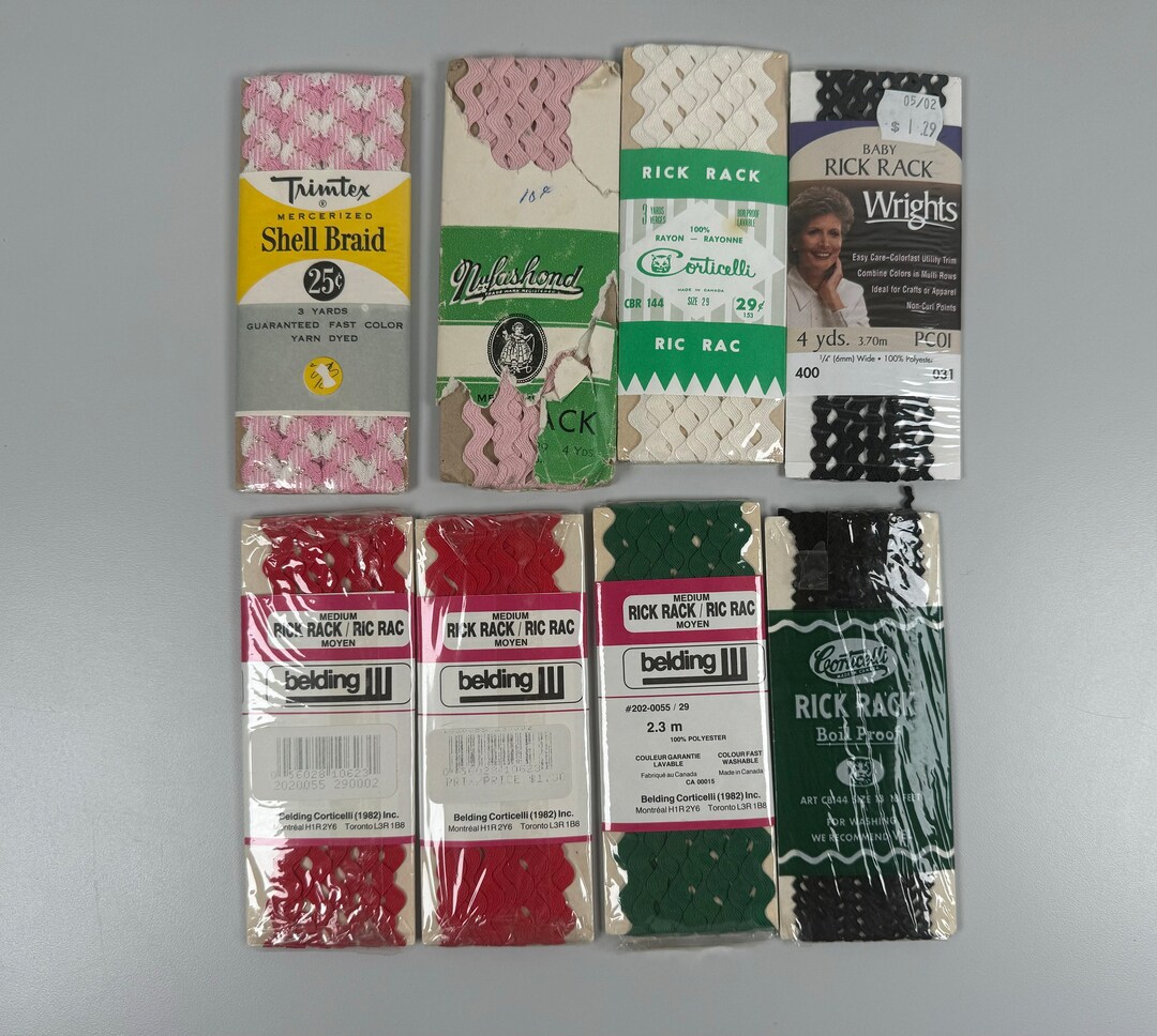 8 Vintage Rick Rack Multi Sized N Colors. Some 4 Yds Some 3 Yds. a ...
