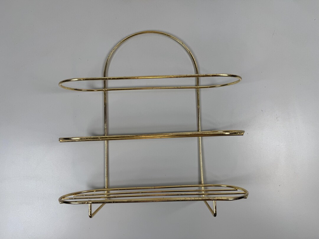 Vintage Hollywood Regency 3-tier Brass Wall Shelf - Bathroom or