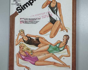 Simplicity 9920 FF Uncut Swimwear one piece multi styling two way stretch bathing suits. size 14 Vintage styling Sewing Patterns