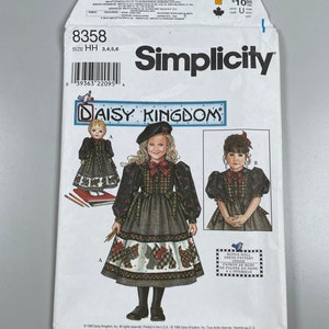 Simplicity 8358 FF Uncut Daisy Kingdom size 3,4,5,6 chest 22”-25”Bonus 18” Doll Dress Pattern to match included. Learn to Sewing Pattern.