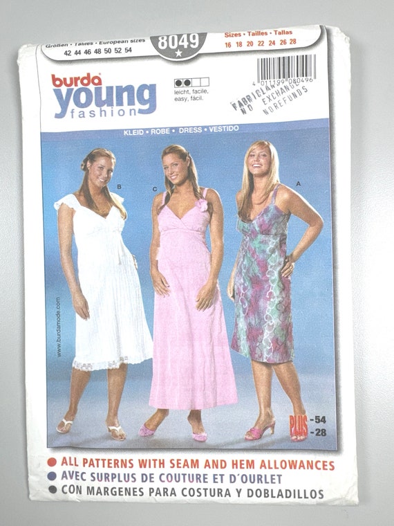 Burda 8049 FF Uncut Burda Young Fashion Dresses Size 16-28 Bust 37 3/4-  50 - Etsy