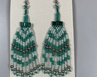 Hand Made Beaded Earrings. New never worn. Lovely design. Great Colours. See all photos for more information.