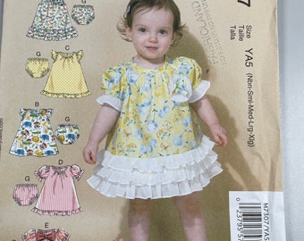McCall's 7307 Infant Dress & Panties Sewing Pattern, NB-XL Uncut