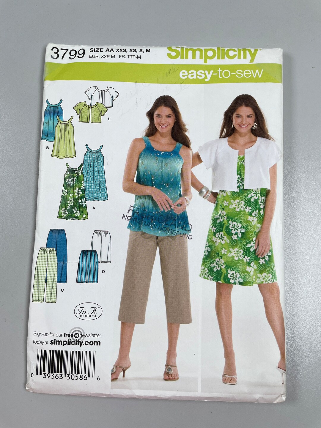 Simplicity 3799 FF Uncut Easy Sew Wardrobe Building Misses Dress or ...