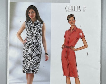Butterick B4185 FF Uncut Chetta B  Petite dresses Size 20 22 24  Shirt dress belt sleeves or not. Bust 42"- 46" Easy to Sew Formal to Fun