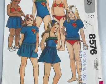 McCall’s 8576 FF Uncut Children’s Top, Skirt, Bathing Suit, Bikini and Appliqué. See Fish. OMG. So Sweet. Size 2.