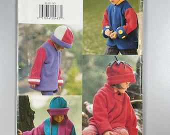 Vogue 9142 Childrens Hat & Coats All sizes 2,3,4,5,6,6x Kids Boys Girls Sewing Pattern. Caps Outer wear Fleece and cuddly clothing wardrobe