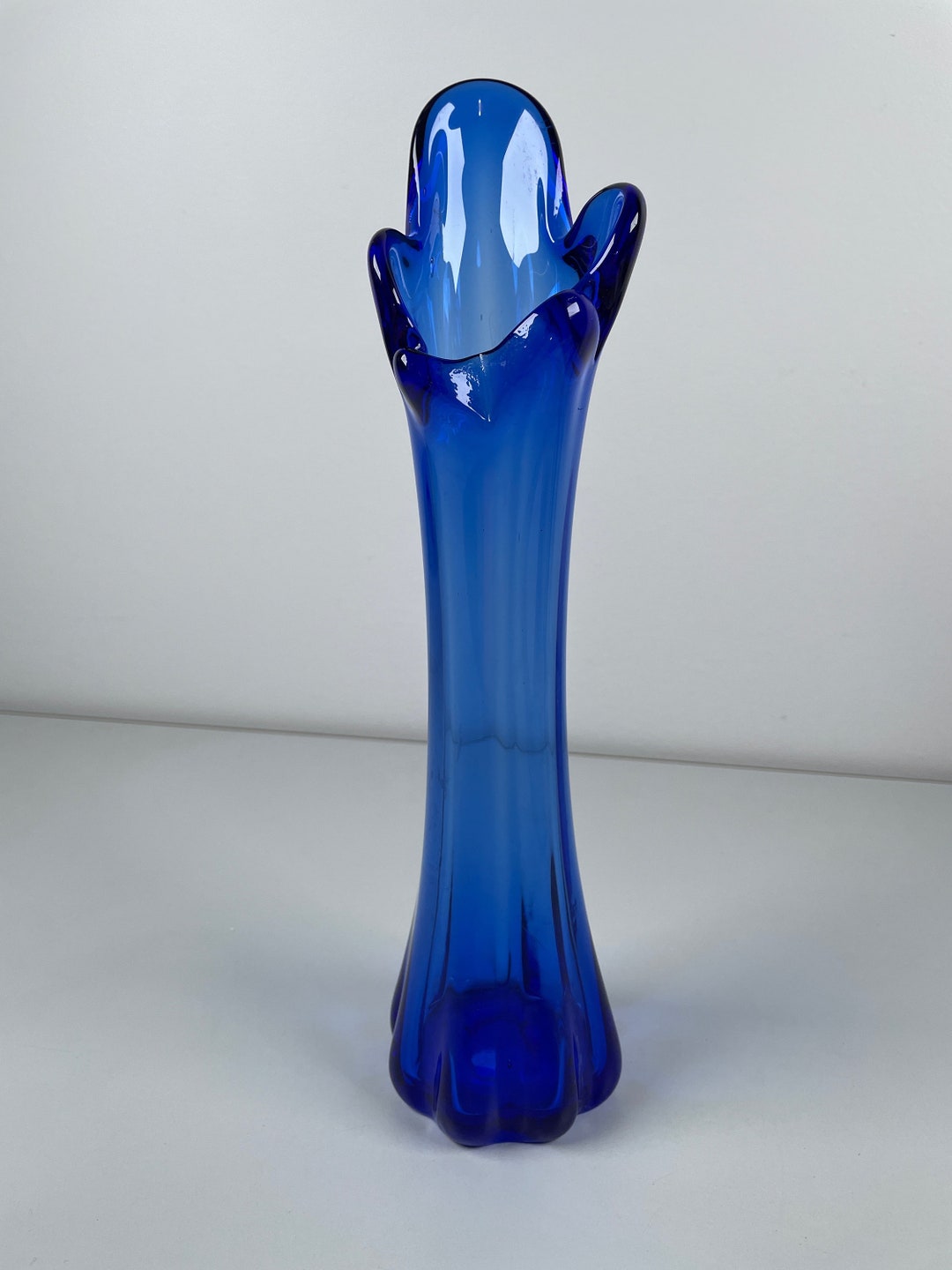 Vintage Retro Colbalt Blue Swung Vase MCM 11 T X 3 W. Retro Vase. Free Shipping. Etsy