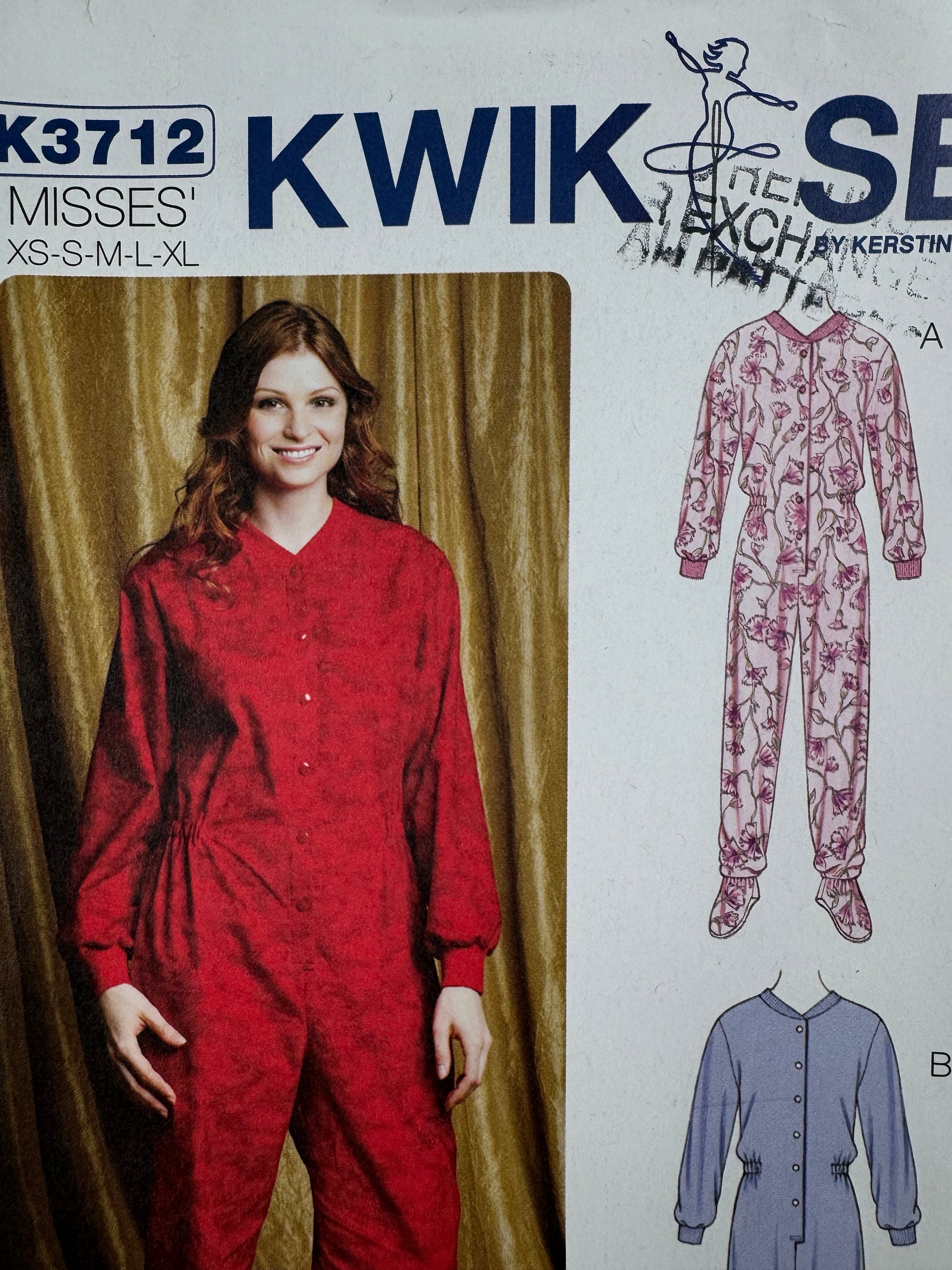 Kwik Sew K3712 FF Uncut Misses パジャマ ゆったりフィット ワンジー