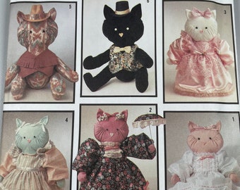 Simplicity 7205 FF Uncut Easy 18" Jointed Kitty and Clothes Abbie's Jiffy Six Pack, Christening, Victorian, Country Tex Aristocat Sew Crafts