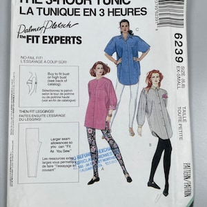 May include: A sewing pattern for a tunic top and leggings. The pattern is called "The 3-Hour Tunic" and is from Palmer Pletsch, the Fit Experts. The pattern is for sizes 6 and 8, and is for an extra small size. The pattern is called "The 3-Hour Tunic" and is from Palmer Pletsch, the Fit Experts. The pattern is for sizes 6 and 8, and is for an extra small size.