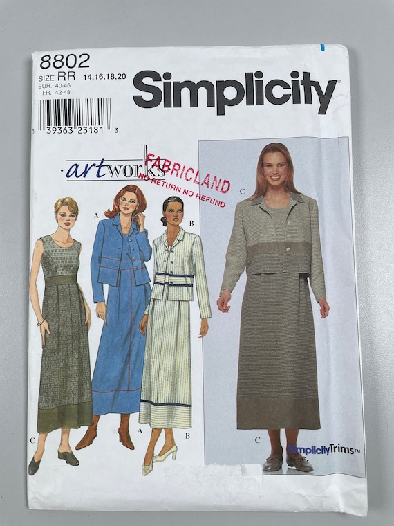 Simplicity 8802 FF Uncut Misses Dress and Jacket Sweet Dress Set Size 14-20 Bust 36-42 Use Nice Fabrics Linen or Denim Cruise Wear Pattern - Etsy Simplicity 8802 FF Uncut Misses Dress and Jacket Sweet Dress Set Size 14-20 Bust 36-42 Use Nice Fabrics Linen or Denim Cruise Wear Pattern - Etsy