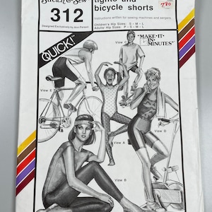 Stretch & Sew 412 GF Uncut Tights and Bicycle Shorts. Sizes Adults P-L Kids. Make it in minutes. Gymnastics to costumes Sewing Pattern