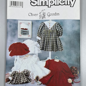 Simplicity 7936 FF Uncut Child and Doll Dresses with Trim Variations. 25” doll. Sizes 2-6X. Chest 21-25 1/2” Classic Heirloom Sewing Pattern