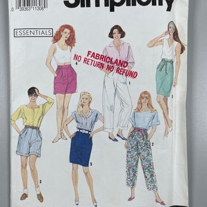 Simplicity 7295 FF Uncut Misses Pants or Shorts  2 lengths Skirt 1991 Essentials Size 6-24 waist 24”-39” hip 32”-48” Sewing Pattern Wardrobe
