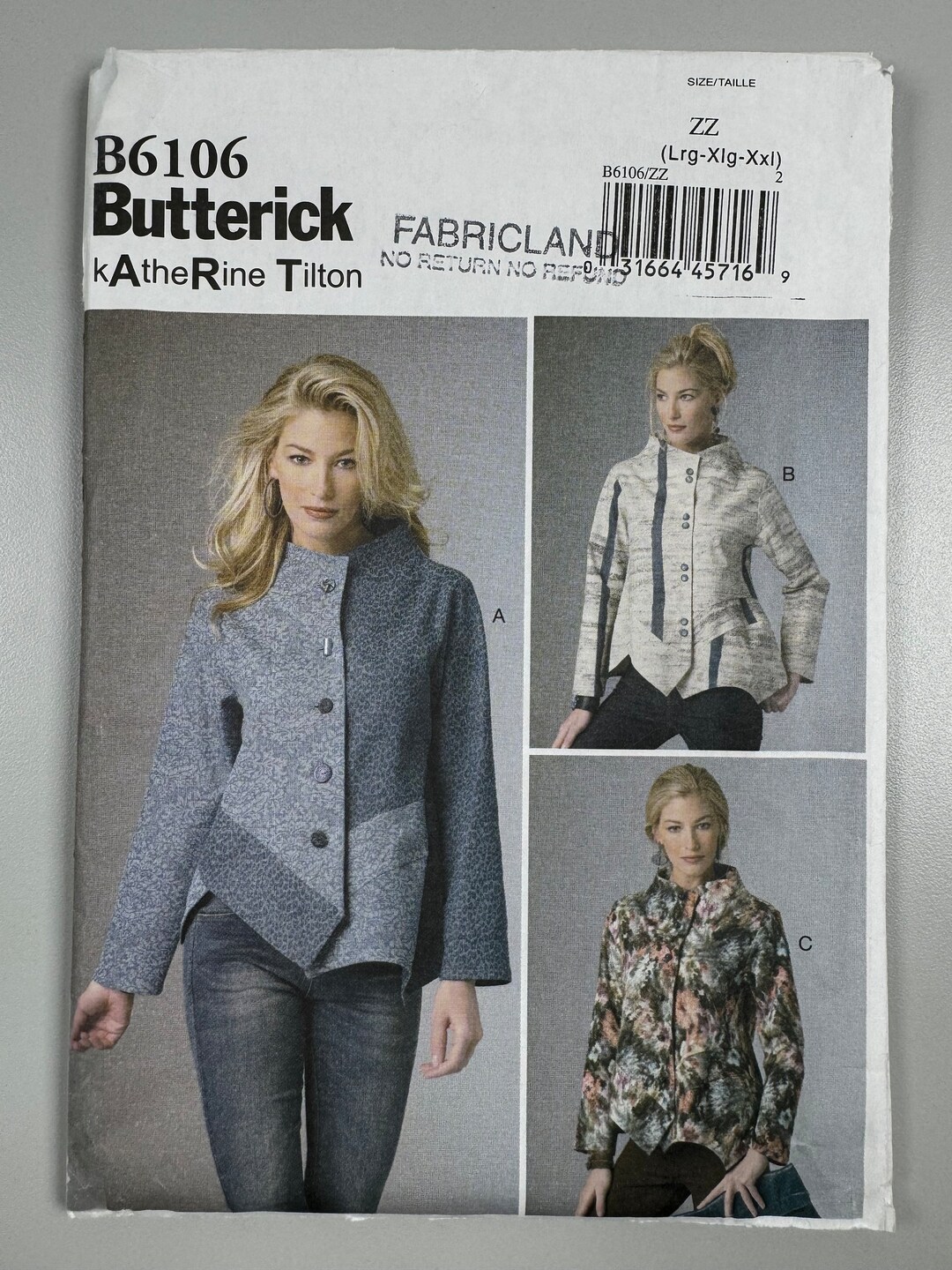 Butterick B6106 FF Uncut Average Misses Jacket Loose Fitting Unlined ...