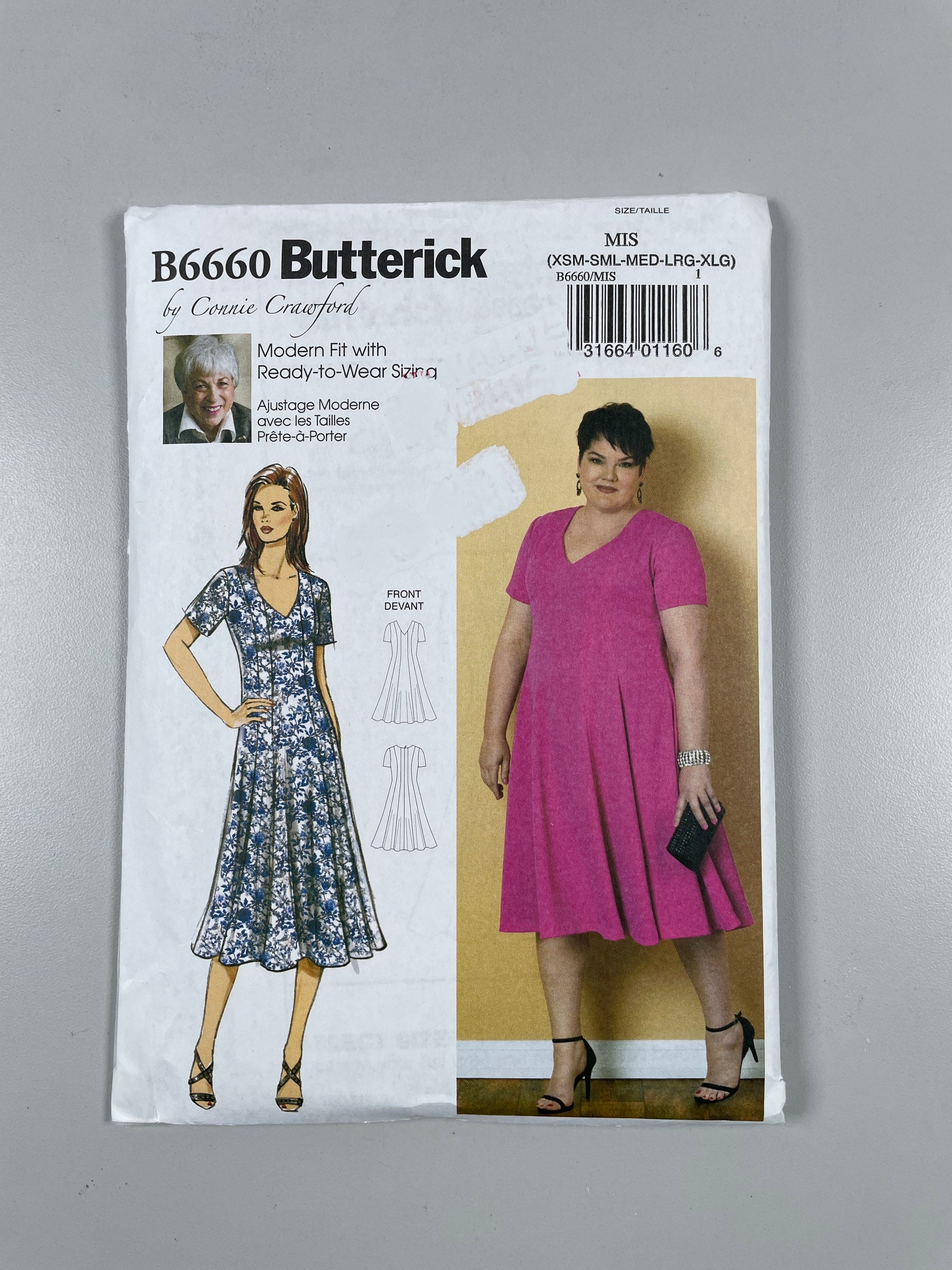 Butterick B6660 FF Uncut Average Sew Modern Fit Dress With Ready