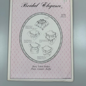 Bridal Elegance 1174 FF Basic Yoked Bodice Plain Caplet Ruffle uncut sizes 4-22 bust 29.5”-44” 1982