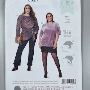 T-shirt FF facile à coudre Burda 6260, manches longues et courtes, tailles comprises entre 18 et 28 pouces, poitrine de 39 à 50 pouces, plusieurs tailles pour un ajustement personnalisé
